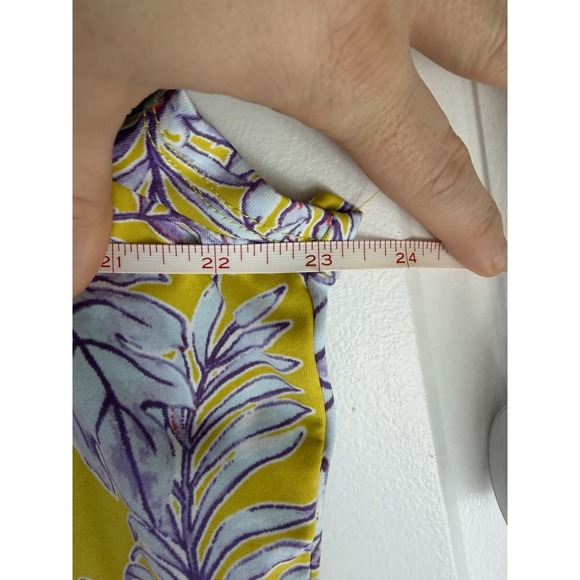 Caribbean Joe Mini Tropical Lightweight T-shirt V-neck Dress Yellow Purple Sz XL - Picture 8 of 10